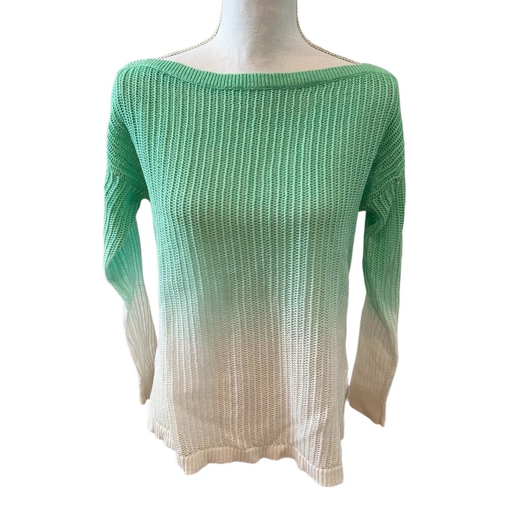 Ralph Lauren Boatneck Linen Sweater Mint White Ombre M